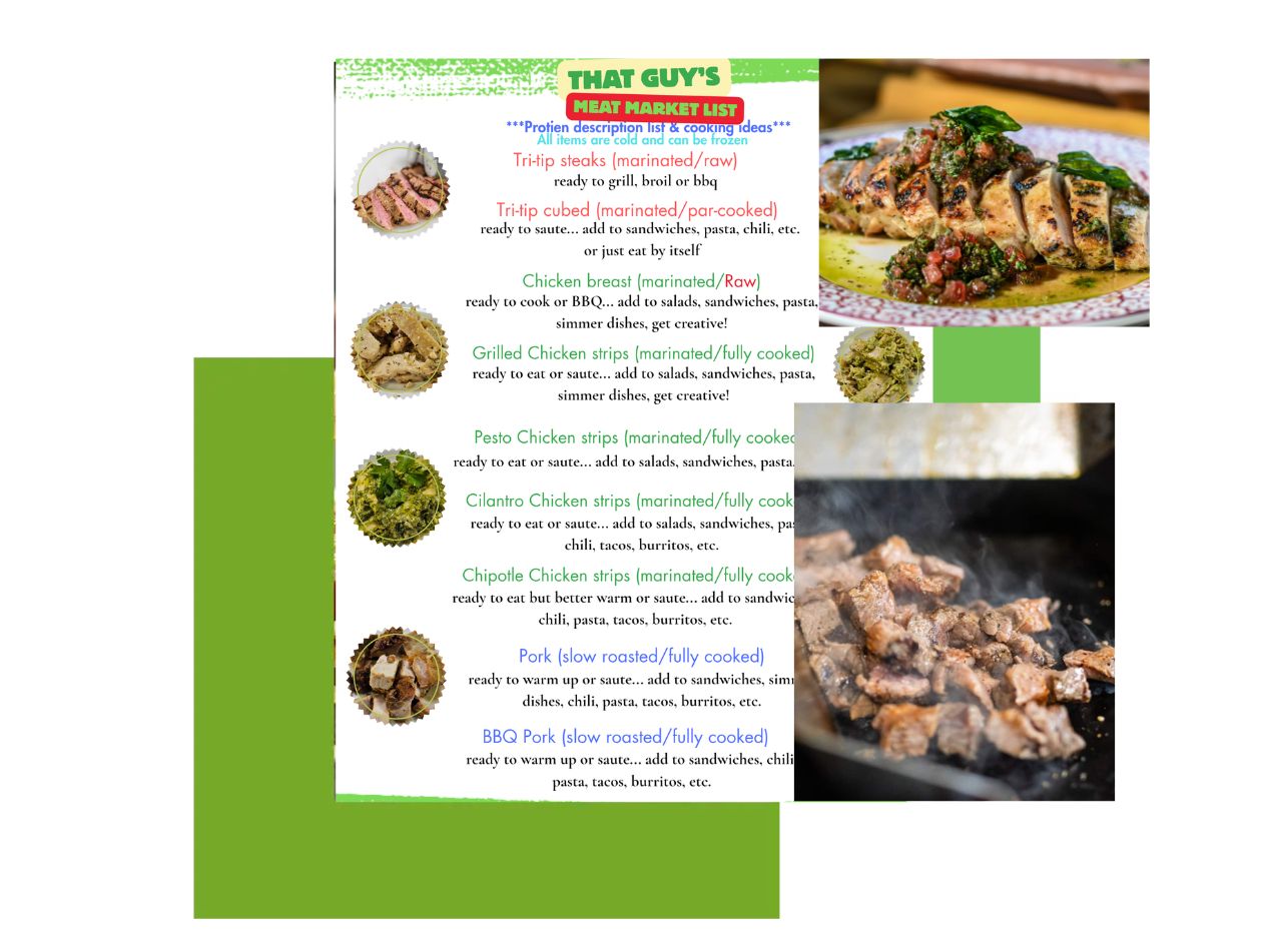 A menu page featuring grilled meat dishes with accompanying images.